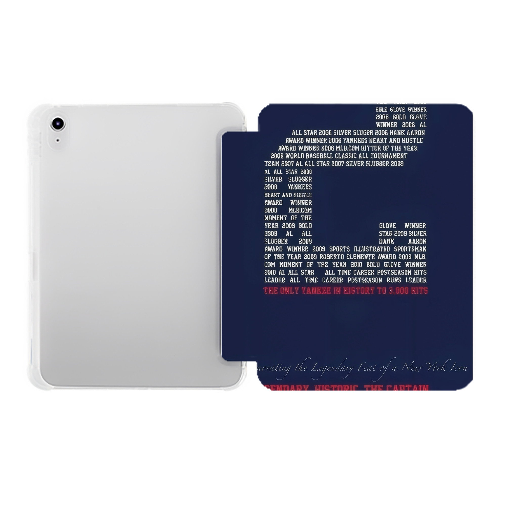 Derek Jeter 44 Premium Tri-Fold PU Leather & Silicone IPad Case With Pencil Slot – Fits 9.5,10.5,10.9 – Adjustable Stand, Slim, Protective